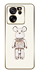 Eiroo Candy Bear Xiaomi 13T Pro Standl Kamera Korumal Beyaz Silikon Klf