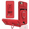 Eiroo Card Magnet iPhone 6 / 6S Kartlkl Krmz Silikon Klf