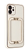 Eiroo Chic Stand iPhone 13 Deri Beyaz Rubber Klf - Resim: 3