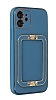 Eiroo Chic Stand iPhone 13 Pro Deri Mavi Rubber Klf - Resim: 3