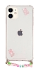 Eiroo Gummy iPhone 11 Pembe Ayck Kiiye zel simli effaf Ultra Koruma Klf