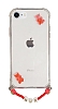 Eiroo Gummy iPhone 7 / 8 Krmz Ayckl Kiiye zel simli effaf Ultra Koruma Klf