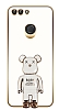 Eiroo Huawei P Smart 2018 Baby Bear Standl Beyaz Silikon Klf