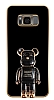 Eiroo Samsung Galaxy S8 Baby Bear Standl Siyah Silikon Klf