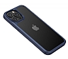 Eiroo Hybrid Color iPhone 13 Pro Max Mavi Silikon Klf
