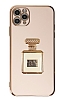 Eiroo iPhone 11 Pro Aynal Parfm Standl Pembe Silikon Klf