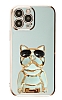 Eiroo iPhone 12 Pro Max Bulldog Standl Yeil Silikon Klf