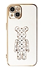 Eiroo iPhone 13 Bearbrick Standl Beyaz Silikon Klf