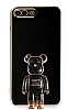 Eiroo iPhone 7 Plus / 8 Plus Baby Bear Standl Siyah Silikon Klf