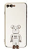 Eiroo iPhone 7 Plus / 8 Plus Baby Bear Standl Beyaz Silikon Klf