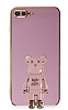 Eiroo iPhone 7 Plus / 8 Plus Baby Bear Standl Mor Silikon Klf