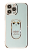 Eiroo iPhone 13 Pro Max Baby Panda Standl Yeil Silikon Klf