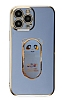 Eiroo iPhone 13 Pro Max Baby Panda Standl Mavi Silikon Klf