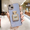 Eiroo iPhone 14 Plus Aynal Parfm Standl Mavi Silikon Klf - Resim 6