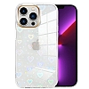 Eiroo iPhone 14 Pro Max Hologram Kalpli Silikon Kenarl effaf Rubber Klf
