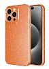 Eiroo iPhone 15 Pro Simli Turuncu Silikon Klf