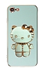 Eiroo iPhone 7 / 8 Aynal Kitty Standl Yeil Silikon Klf