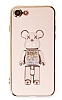 Eiroo iPhone 7 / 8 Candy Bear Standl Pembe Silikon Klf