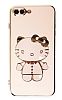Eiroo iPhone 7 Plus / 8 Plus Aynal Kitty Standl Pembe Silikon Klf