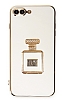 Eiroo iPhone 7 Plus / 8 Plus Aynal Parfm Standl Beyaz Silikon Klf