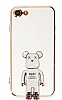 Eiroo iPhone 7 / 8 Baby Bear Standl Beyaz Silikon Klf