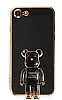 Eiroo iPhone 7 / 8 Baby Bear Standl Siyah Silikon Klf