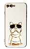 Eiroo iPhone 7 Plus / 8 Plus Bulldog Standl Beyaz Silikon Klf