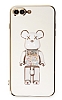 Eiroo iPhone 7 Plus / 8 Plus Candy Bear Standl Beyaz Silikon Klf