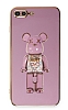 Eiroo iPhone 7 Plus / 8 Plus Candy Bear Standl Mor Silikon Klf
