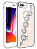 Eiroo iPhone 7 Plus / 8 Plus Kamera Korumal Halka Zincirli Silver Silikon Klf