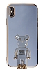 Eiroo iPhone X / XS Baby Bear Standl Mavi Silikon Klf