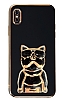 Eiroo iPhone X / XS Bulldog Standl Siyah Silikon Klf