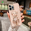 Eiroo iPhone XR Candy Bear Standl Pembe Silikon Klf - Resim 3