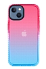 Eiroo Jelly iPhone 13 Mavi-Pembe Silikon Klf