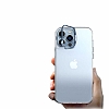 Eiroo Lens Stand iPhone 13 Pro Silver Kamera effaf Silikon Klf - Resim 7