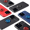 Eiroo Liquid Ring iPhone 14 Pro Max Standl Siyah-Mavi Silikon Klf - Resim 9
