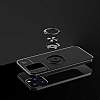 Eiroo Liquid Ring iPhone 14 Pro Max Standl Siyah-Mavi Silikon Klf - Resim 6