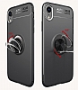 Eiroo Liquid Ring iPhone XR Standl Siyah Silikon Klf - Resim 2
