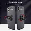 Eiroo Liquid Ring iPhone XS Max Standl Krmz-Siyah Silikon Klf - Resim 3