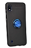 Eiroo Liquid Ring Samsung Galaxy A10 Standl Siyah-Mavi Silikon Klf