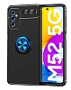 Eiroo Liquid Ring Samsung Galaxy M52 5G Standl Lacivert-Siyah Silikon Klf