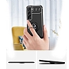 Eiroo Liquid Ring Samsung Galaxy S22 Plus 5G Standl Siyah Silikon Klf - Resim 1