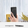 Eiroo Liquid Ring Samsung Galaxy A23 Standl Siyah-Krmz Silikon Klf - Resim 4