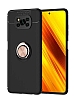 Eiroo Liquid Ring Xiaomi Poco X3 Standl Rose Gold-Siyah Silikon Klf