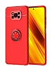 Eiroo Liquid Ring Xiaomi Poco X3 Standl Krmz Silikon Klf