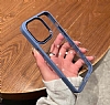 Eiroo Luxe iPhone 13 Pro Mavi Silikon Kenarl Rubber Klf - Resim 1