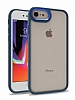 Eiroo Luxe iPhone 7 / 8 Silikon Kenarl Lacivert Rubber Klf
