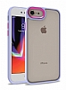Eiroo Luxe iPhone SE 2020 Silikon Kenarl Mor Rubber Klf