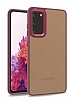 Eiroo Luxe Samsung Galaxy S20 FE Krmz Silikon Kenarl Rubber Klf