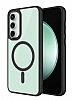 Eiroo Luxe Samsung Galaxy S23 FE Magsafe zellikli Silikon Kenarl Siyah Rubber Klf